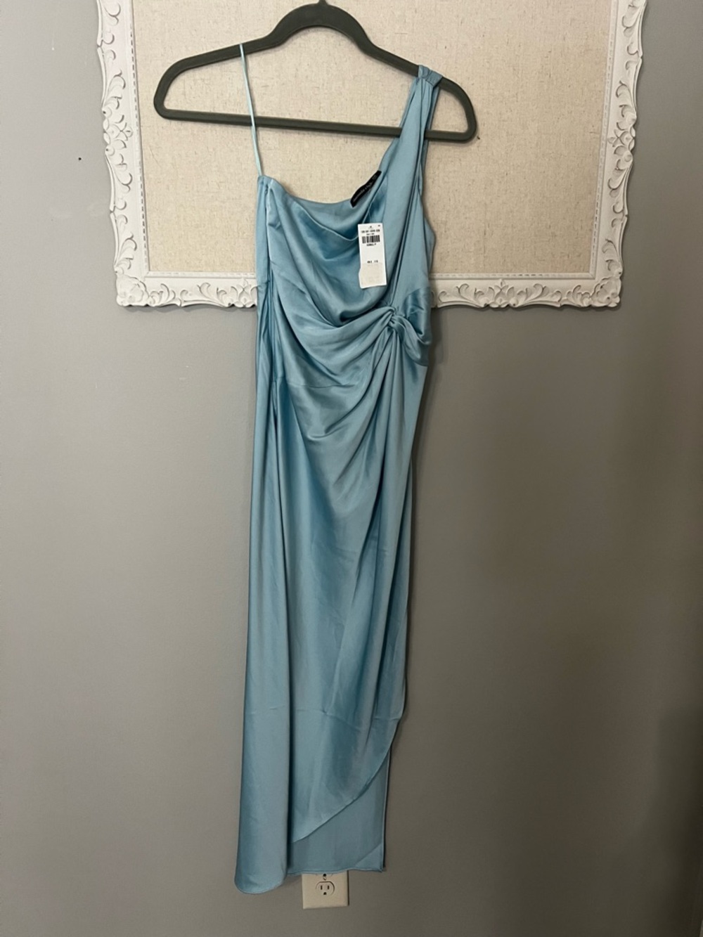 Abercrombie & Fitch Light Blue One-Shoulder Draped Gown